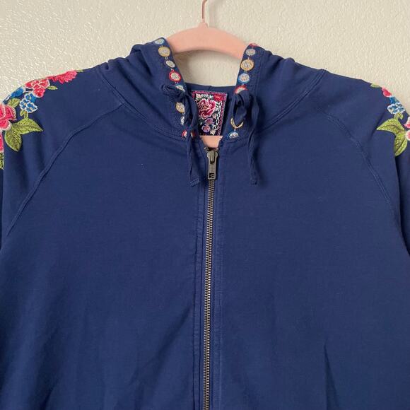 Johnny Was Jacket Womens Small Colorful Embroidered Floral Hooded Full Zip Boho - Picture 5 of 12